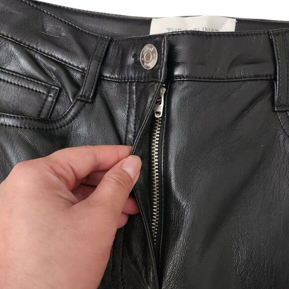Aritzia Wilfred Melina Pants 0 Black Vegan‎ Leather Straight Leg High Waisted - Picture 5 of 10